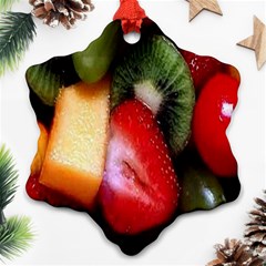 Fruits, Food, Green, Red, Strawberry, Yellow Snowflake Ornament (two Sides) by nateshop