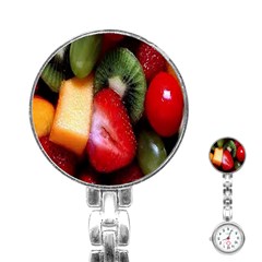 Fruits, Food, Green, Red, Strawberry, Yellow Stainless Steel Nurses Watch by nateshop