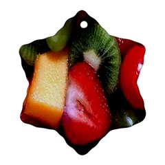 Fruits, Food, Green, Red, Strawberry, Yellow Snowflake Ornament (two Sides) by nateshop