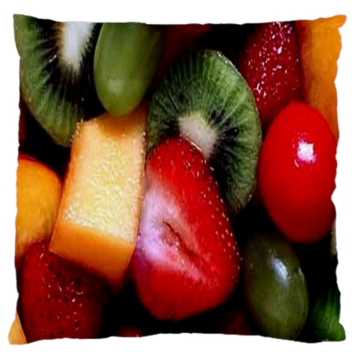 Fruits, Food, Green, Red, Strawberry, Yellow Large Premium Plush Fleece Cushion Case (Two Sides)