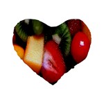 Fruits, Food, Green, Red, Strawberry, Yellow Standard 16  Premium Flano Heart Shape Cushions Front