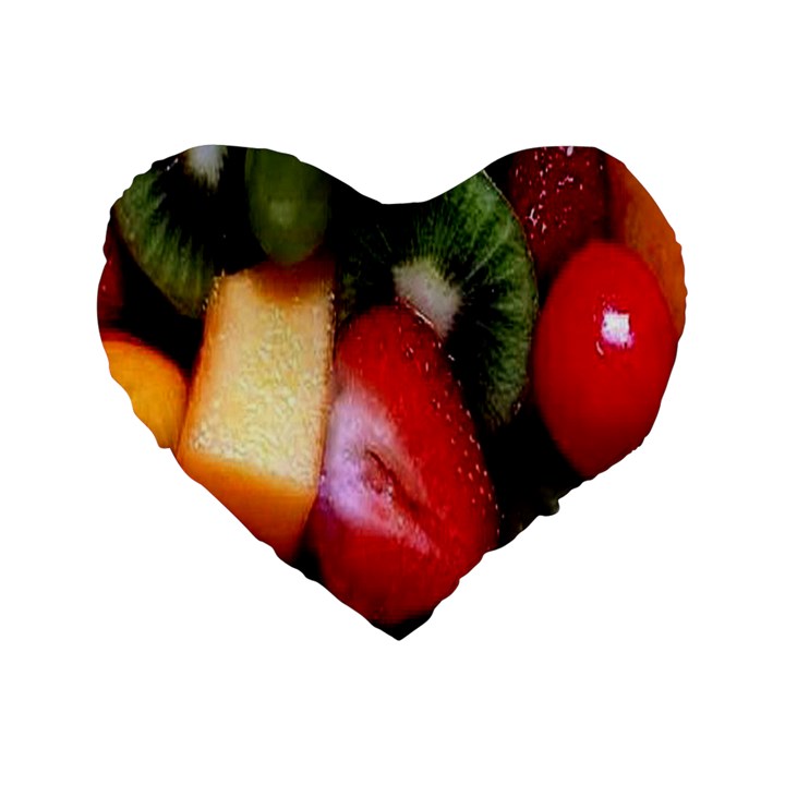 Fruits, Food, Green, Red, Strawberry, Yellow Standard 16  Premium Flano Heart Shape Cushions