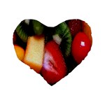 Fruits, Food, Green, Red, Strawberry, Yellow Standard 16  Premium Flano Heart Shape Cushions Back