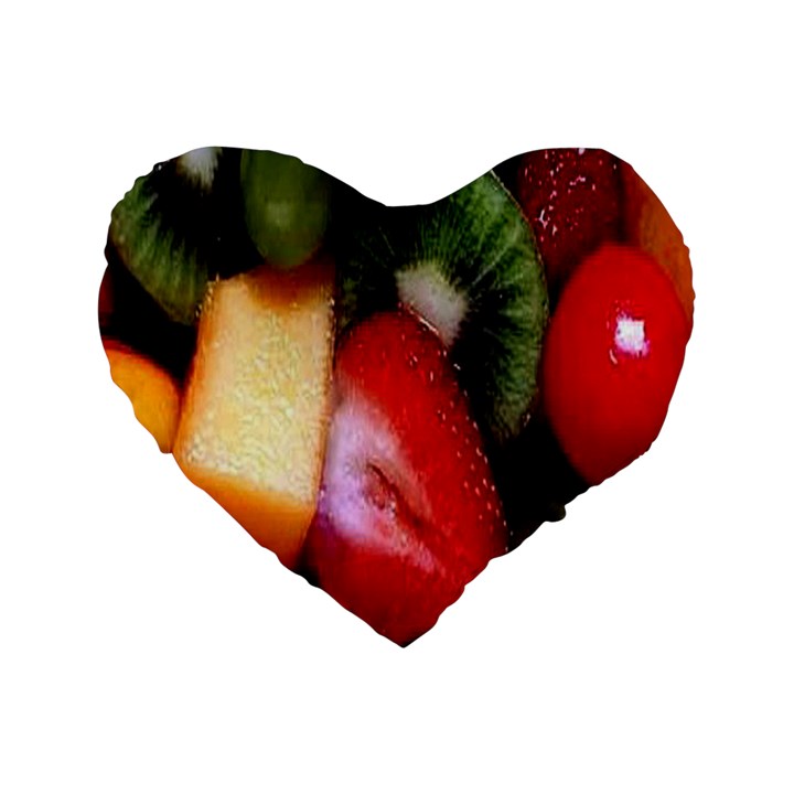 Fruits, Food, Green, Red, Strawberry, Yellow Standard 16  Premium Heart Shape Cushions