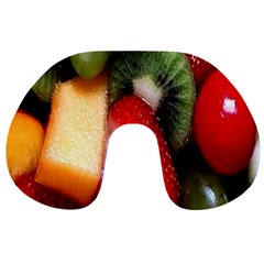 Fruits, Food, Green, Red, Strawberry, Yellow Travel Neck Pillow by nateshop