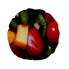 Fruits, Food, Green, Red, Strawberry, Yellow Standard 15  Premium Flano Round Cushions by nateshop