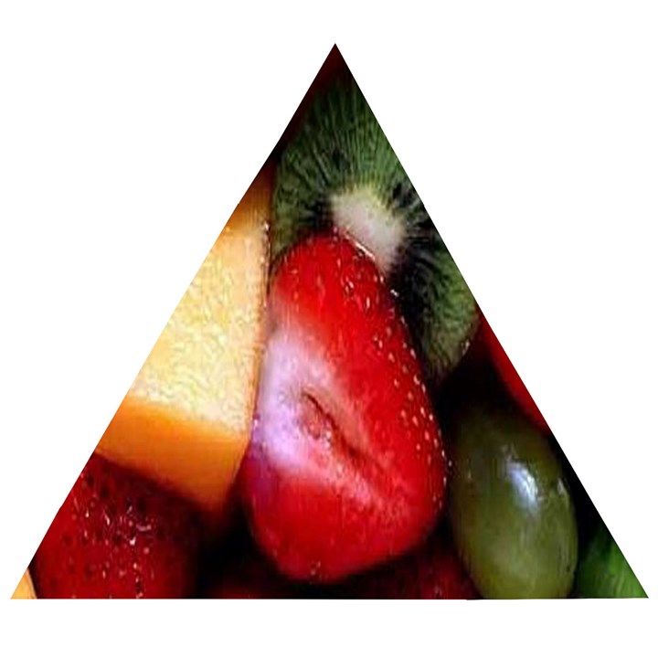 Fruits, Food, Green, Red, Strawberry, Yellow Wooden Puzzle Triangle