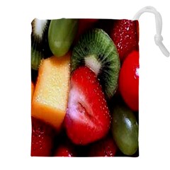 Fruits, Food, Green, Red, Strawberry, Yellow Drawstring Pouch (4xl) by nateshop