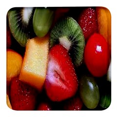 Fruits, Food, Green, Red, Strawberry, Yellow Square Glass Fridge Magnet (4 Pack) by nateshop