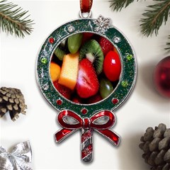 Fruits, Food, Green, Red, Strawberry, Yellow Metal X mas Lollipop With Crystal Ornament by nateshop