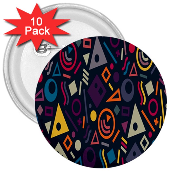 Inspired By The Colours And Shapes 3  Buttons (10 pack) 