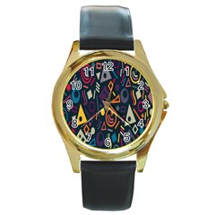 Inspired By The Colours And Shapes Round Gold Metal Watch by nateshop