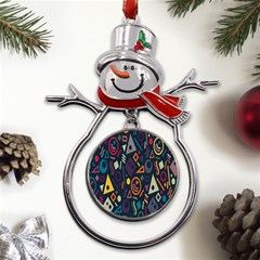 Inspired By The Colours And Shapes Metal Snowman Ornament by nateshop