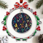 Inspired By The Colours And Shapes Metal X mas Wreath Ribbon Ornament Front