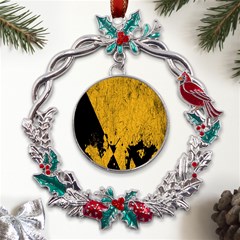 Yellow Best, Black, Black And White, Emoji High Metal X mas Wreath Holly Leaf Ornament by nateshop