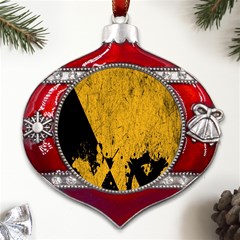 Yellow Best, Black, Black And White, Emoji High Metal Snowflake And Bell Red Ornament by nateshop