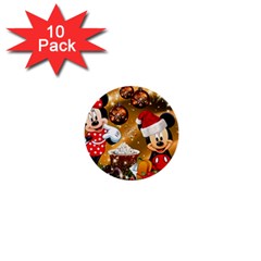 Cartoons, Disney, Merry Christmas, Minnie 1  Mini Buttons (10 pack) 