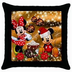 Cartoons, Disney, Merry Christmas, Minnie Throw Pillow Case (Black)