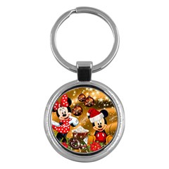 Cartoons, Disney, Merry Christmas, Minnie Key Chain (round) by nateshop