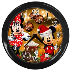 Cartoons, Disney, Merry Christmas, Minnie Wall Clock (black) by nateshop