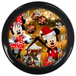 Cartoons, Disney, Merry Christmas, Minnie Wall Clock (Black) Front