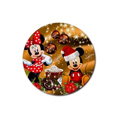 Cartoons, Disney, Merry Christmas, Minnie Rubber Coaster (round) by nateshop