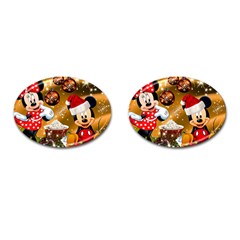 Cartoons, Disney, Merry Christmas, Minnie Cufflinks (Oval)