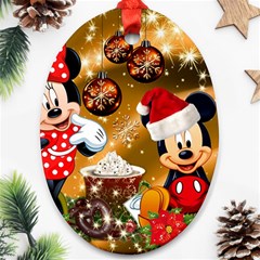 Cartoons, Disney, Merry Christmas, Minnie Oval Ornament (two Sides) by nateshop