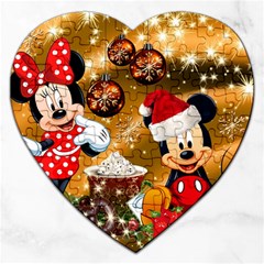 Cartoons, Disney, Merry Christmas, Minnie Jigsaw Puzzle (heart) by nateshop