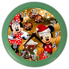 Cartoons, Disney, Merry Christmas, Minnie Color Wall Clock