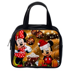 Cartoons, Disney, Merry Christmas, Minnie Classic Handbag (one Side) by nateshop