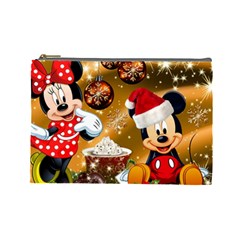 Cartoons, Disney, Merry Christmas, Minnie Cosmetic Bag (large) by nateshop