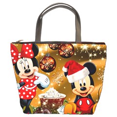 Cartoons, Disney, Merry Christmas, Minnie Bucket Bag by nateshop