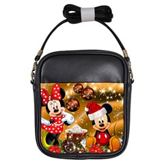 Cartoons, Disney, Merry Christmas, Minnie Girls Sling Bag by nateshop