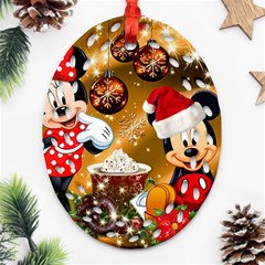 Cartoons, Disney, Merry Christmas, Minnie Oval Filigree Ornament (two Sides) by nateshop