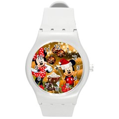 Cartoons, Disney, Merry Christmas, Minnie Round Plastic Sport Watch (M)