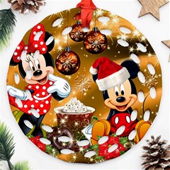 Cartoons, Disney, Merry Christmas, Minnie Ornament (round Filigree) by nateshop