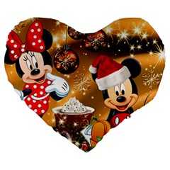 Cartoons, Disney, Merry Christmas, Minnie Large 19  Premium Heart Shape Cushions