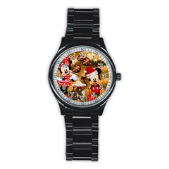 Cartoons, Disney, Merry Christmas, Minnie Stainless Steel Round Watch by nateshop