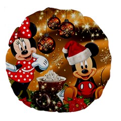 Cartoons, Disney, Merry Christmas, Minnie Large 18  Premium Round Cushions by nateshop