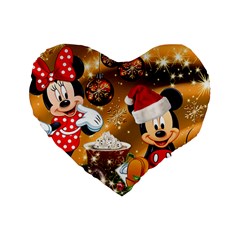 Cartoons, Disney, Merry Christmas, Minnie Standard 16  Premium Flano Heart Shape Cushions by nateshop