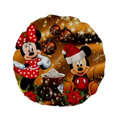 Cartoons, Disney, Merry Christmas, Minnie Standard 15  Premium Flano Round Cushions by nateshop