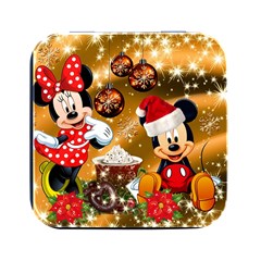 Cartoons, Disney, Merry Christmas, Minnie Square Metal Box (black) by nateshop