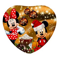 Cartoons, Disney, Merry Christmas, Minnie Heart Glass Fridge Magnet (4 pack)