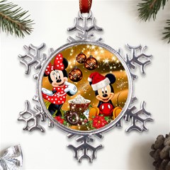 Cartoons, Disney, Merry Christmas, Minnie Metal Large Snowflake Ornament