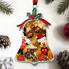 Cartoons, Disney, Merry Christmas, Minnie Metal Holly Leaf Bell Ornament by nateshop