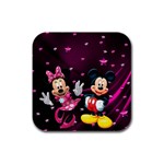 Cartoons, Disney, Mickey Mouse, Minnie Rubber Square Coaster (4 pack) Front