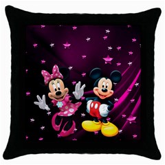 Cartoons, Disney, Mickey Mouse, Minnie Throw Pillow Case (black) by nateshop