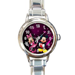 Cartoons, Disney, Mickey Mouse, Minnie Round Italian Charm Watch by nateshop