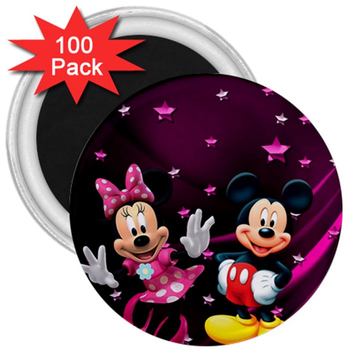 Cartoons, Disney, Mickey Mouse, Minnie 3  Magnets (100 pack)